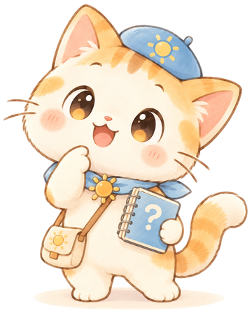 はてにゃん。好奇心いっぱいの猫のマスコット